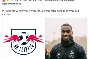 开云网页-罗马诺：莱比锡1600万欧敲定20岁荷兰中场班祖齐